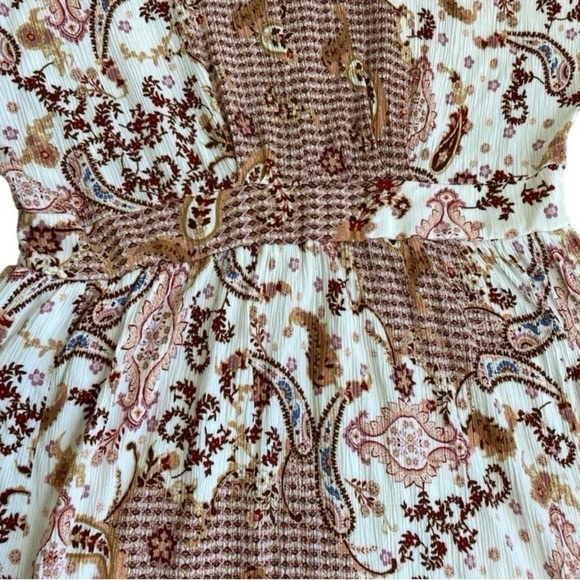 Cato Boho Peasant Style Maxi Dress Multicolor Floral Paisley Front Slits 14-16 - Picture 11 of 16